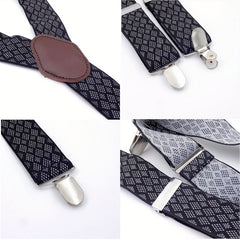 Men's Adjustable Elasticity Suspenders With 3 Clips