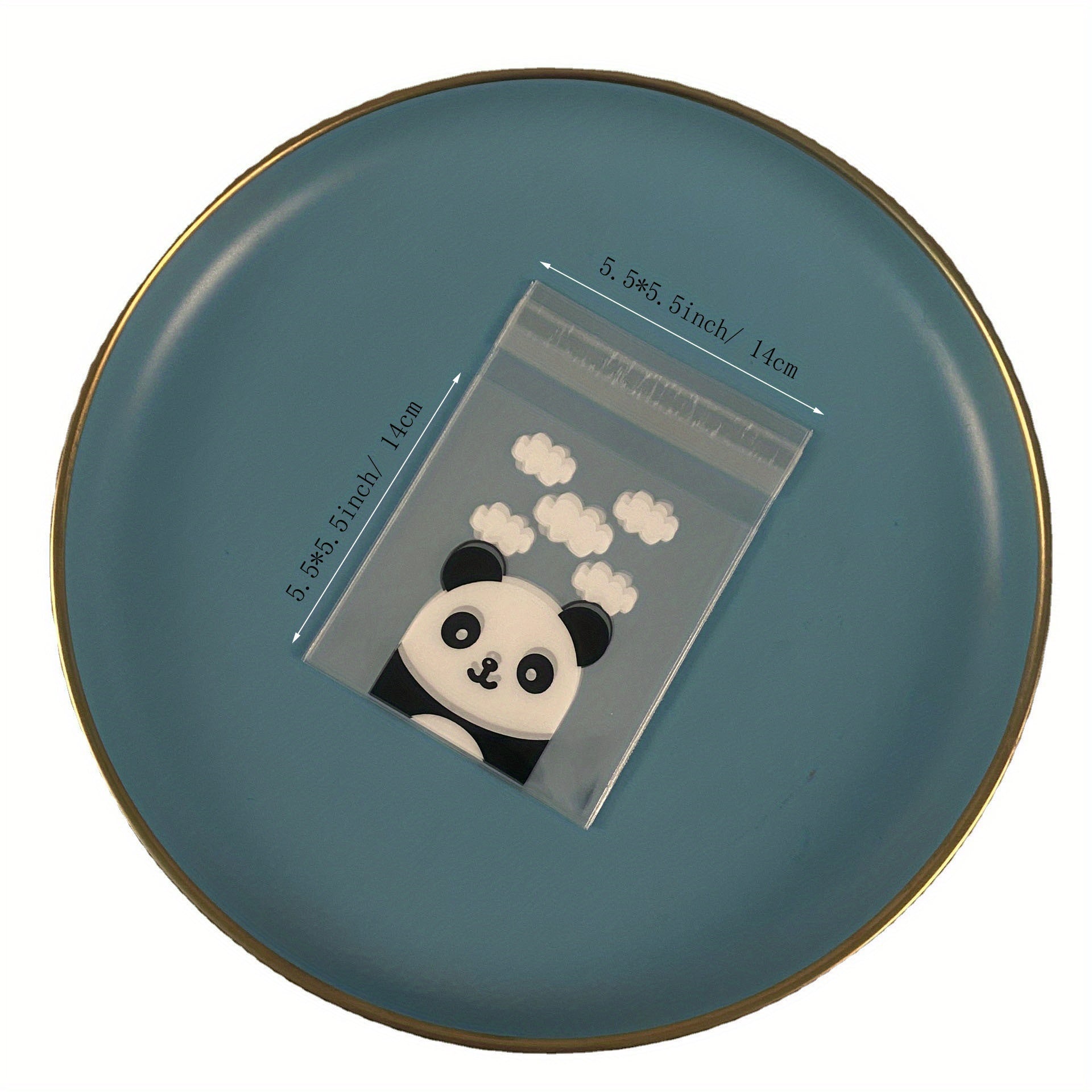 100pcs Panda Cartoon Pattern Self Adhesive Plastic Bags Candy Biscuits