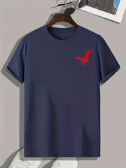 Eagle Print Men's Stretch Tee for Summer Outdoor Activities