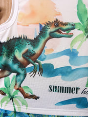 Boys Dinosaur Print Tank Top & Shorts Set for Summer