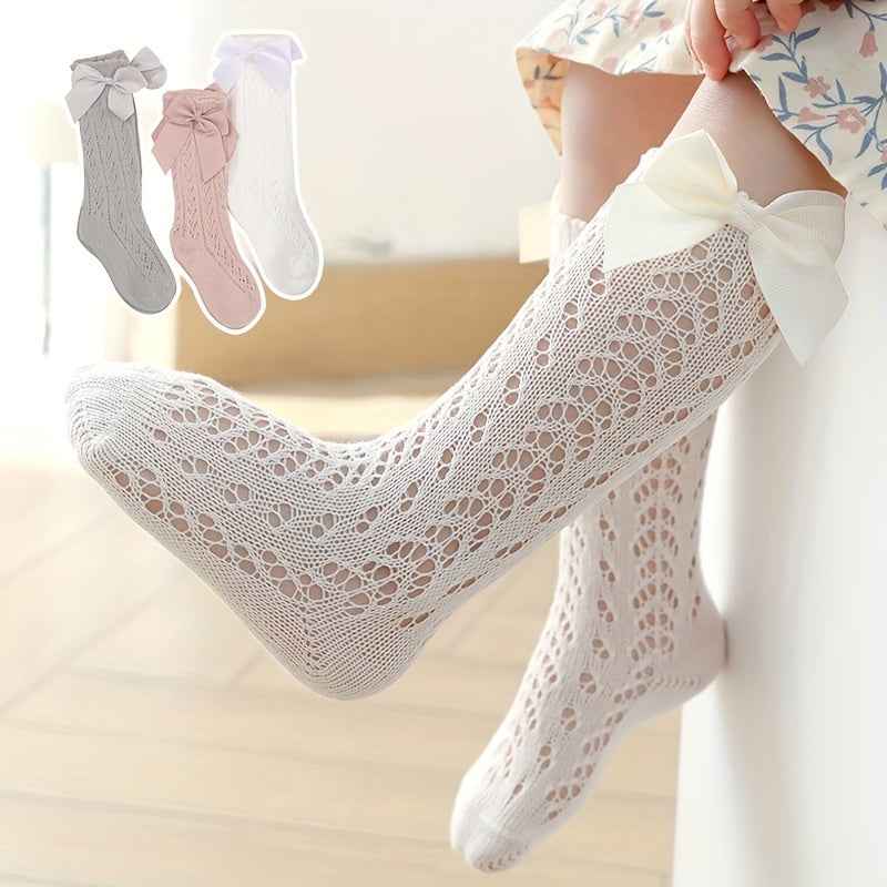 Bow Decor Mesh Socks for Baby Girls