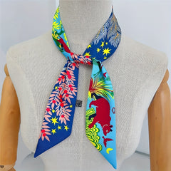 Bear & Leaf Neckerchief Casual Long Hair Ribbon Skinny Scarf