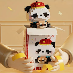 Chinese Style Panda Building Block Flower Desktop Ornament