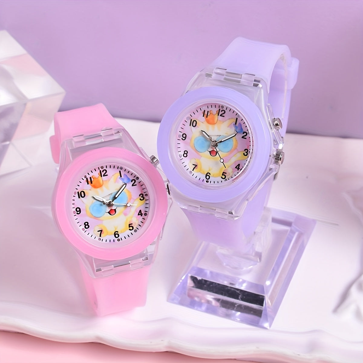 Christmas Pony & Kitten Pattern Watch for Girls, Luminous Quartz Wristwatch