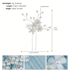 Pearl Rhinestone Hairpin Bridal Jewelry
