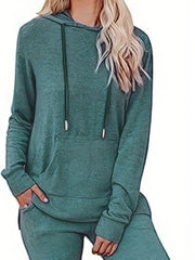 Solid Hoodie & Joggers Two Piece Set with Pockets