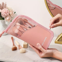 Makeup Brush Bag Multifunctional Organiser Half Clear Travel Holder