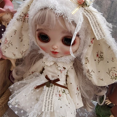 Long Ears Hat Flower Skirt Casual Pants DIY Doll Accessories for 1 6 Bress Doll