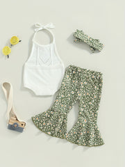 Toddler Girl Cami Crop Romper Flared Pants Headband Set
