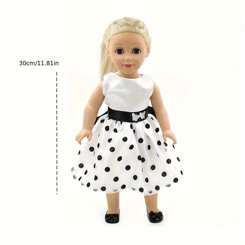 18in Doll Clothing Dress - Polka Dot Skirt, Bow Tie - Fits 18 inch Dolls