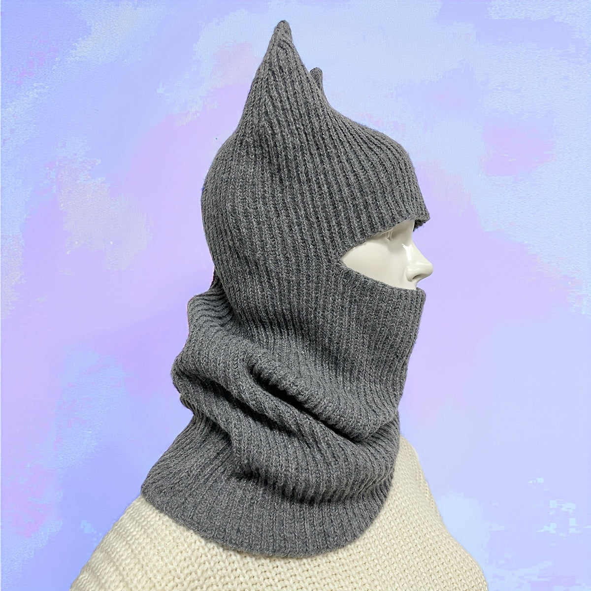 Monster Horn Balaclava Solid Ski Mask Elastic Knitted Mask Unisex Warm Knit Hat