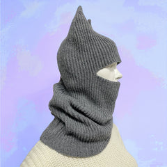 Monster Horn Balaclava Solid Ski Mask Elastic Knitted Mask Unisex Warm Knit Hat