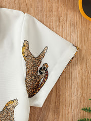 Boys Tiger Print Pocket Shirt & Shorts Set Toddler Summer Clothes