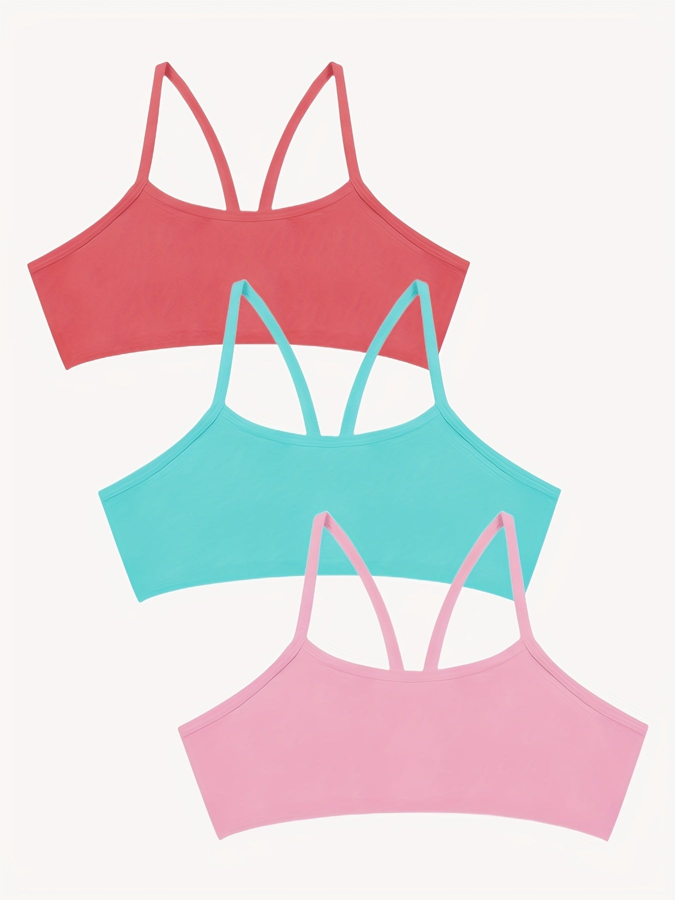 3pcs Girl's Cross Straps Bralette Multiple Colors