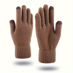 Knitted Pineapple Pattern Gloves for Men Women Non Slip Warm Gloves