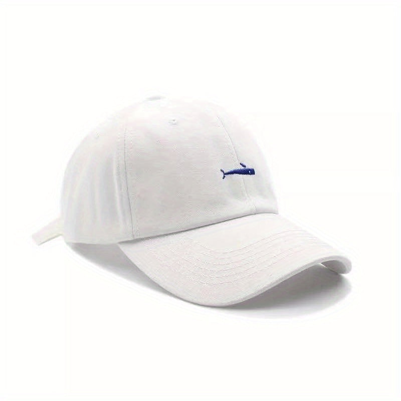 Whale Embroidery Duck Tongue Hat Fish Soft Adjustable Hat