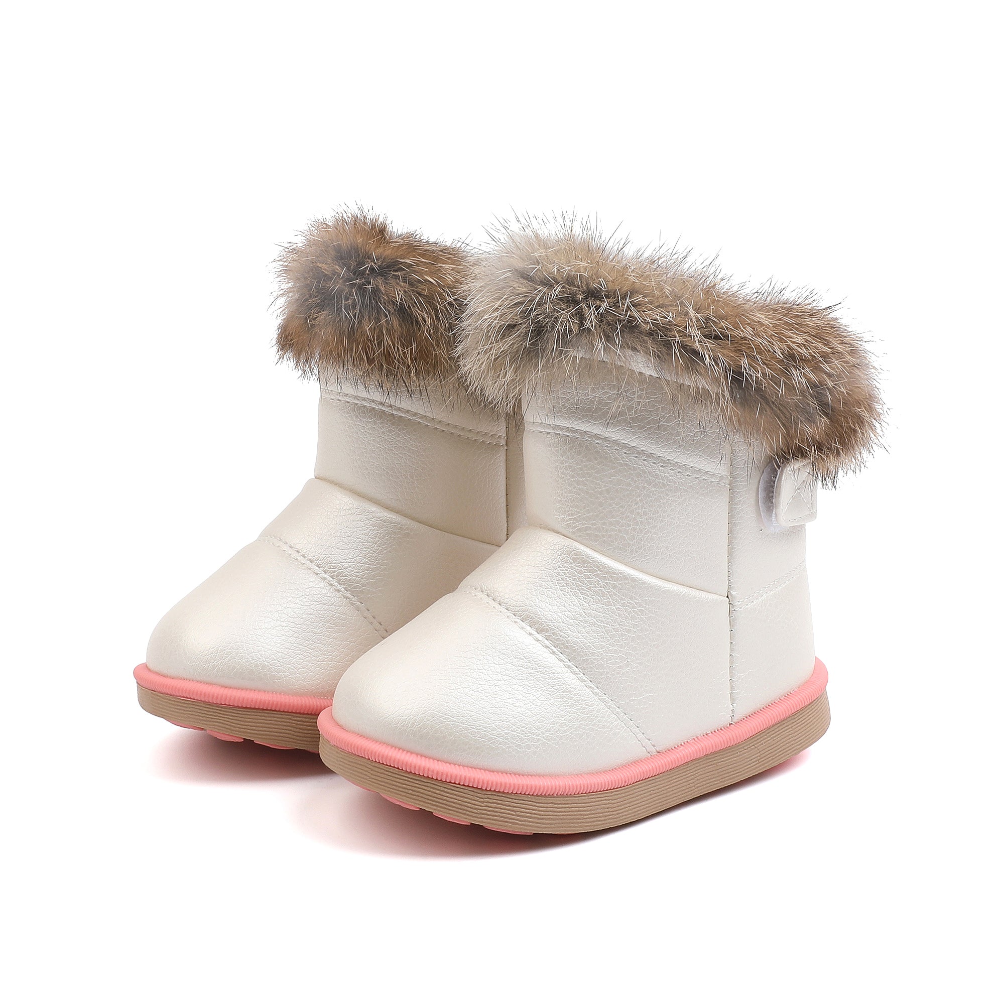 Girls Ankle Snow Boots Non Slip Plus Fleece Hook And Loop Fastener