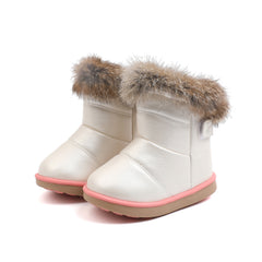 Girls Ankle Snow Boots Non Slip Plus Fleece Hook And Loop Fastener