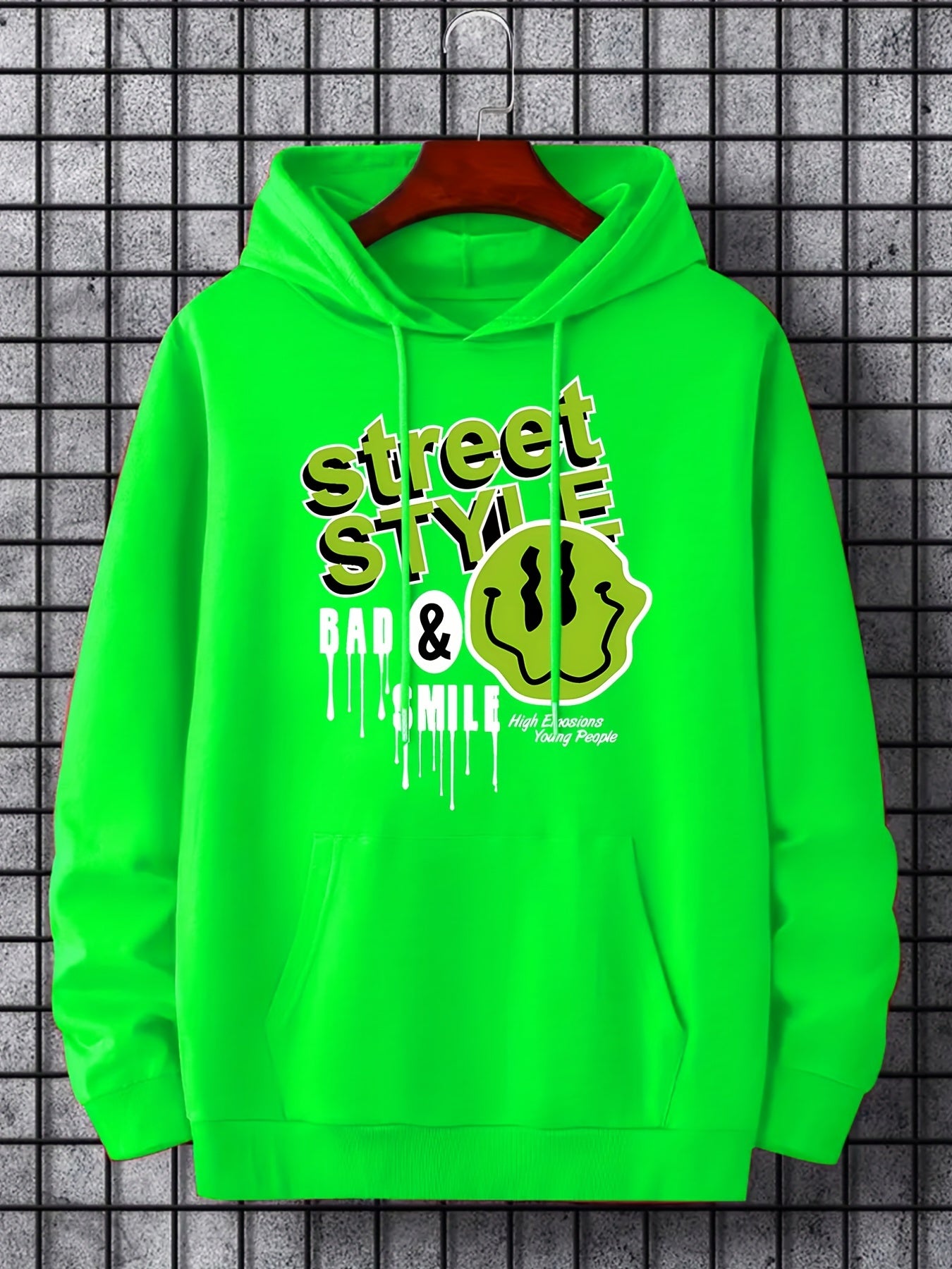 Men's Street Style Print Hoodie Drawstring Hooded Sweatshirt