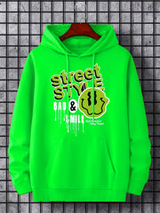 Men's Street Style Print Hoodie Drawstring Hooded Sweatshirt