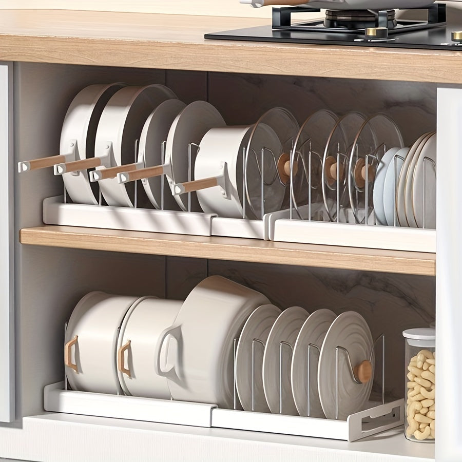 Kitchen Organizer Shelf with Pot Lid Holder, Utensil Rack, Dish Drainboard