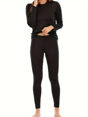Women's Thermal Underwear Set Fleece Lined Base Layer Top & Leggings