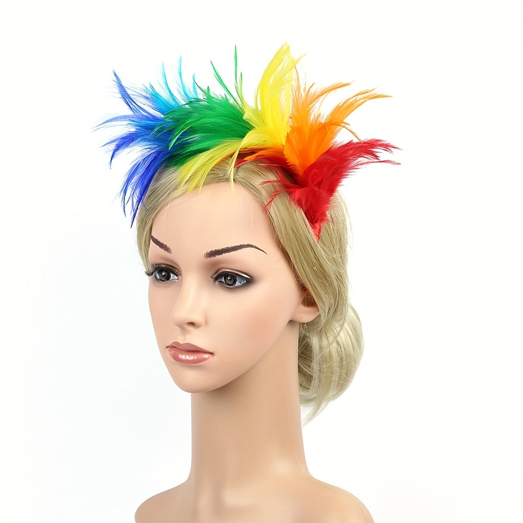 Rainbow Feather Tea Party Hats Fascinator LGBT Gay Pride Accessories