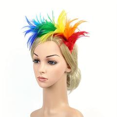 Rainbow Feather Tea Party Hats Fascinator LGBT Gay Pride Accessories