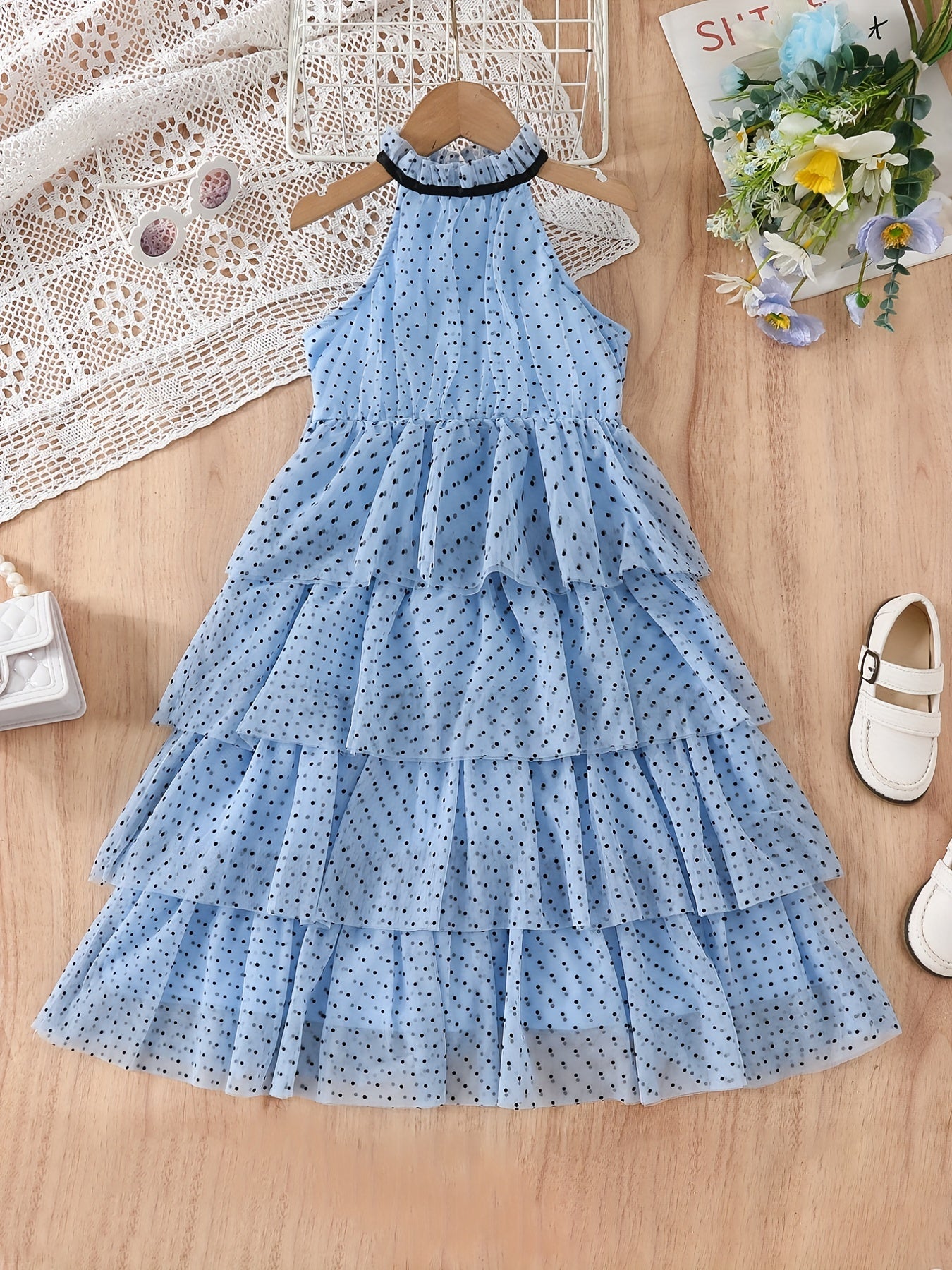 Grace Girls Polka Dots Halter Dress For Party