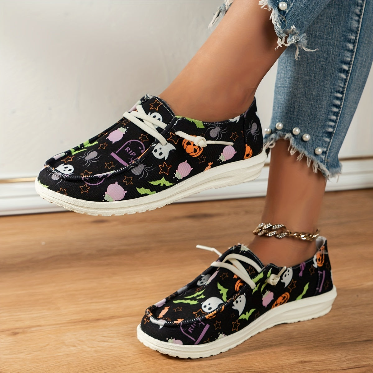 Halloween Elements Print Low Top Casual Shoe Lightweight