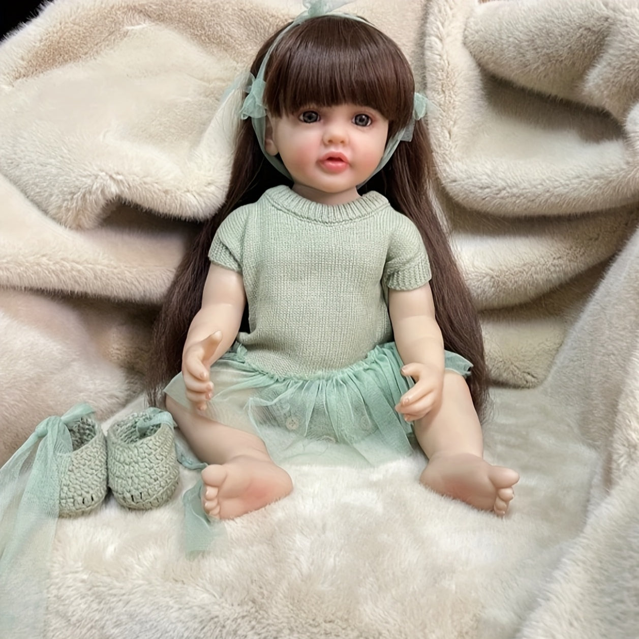 55 88 Cm Full Vinyl Soft Touch Reborn Baby Realistic Girl Doll Kids Gift Toy
