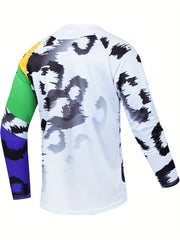 Men's Leopard Print V Neck Tee for Spring Fall
