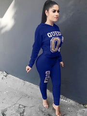 Letter Print 2-Piece Set Hoodies & Skinny Pants