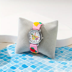 Silicone Fruit Decor Round Quartz Watch Girls Accessories