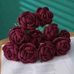Crochet Wool Eternal Flower Round Rose Handicrafts Family Lover Gift