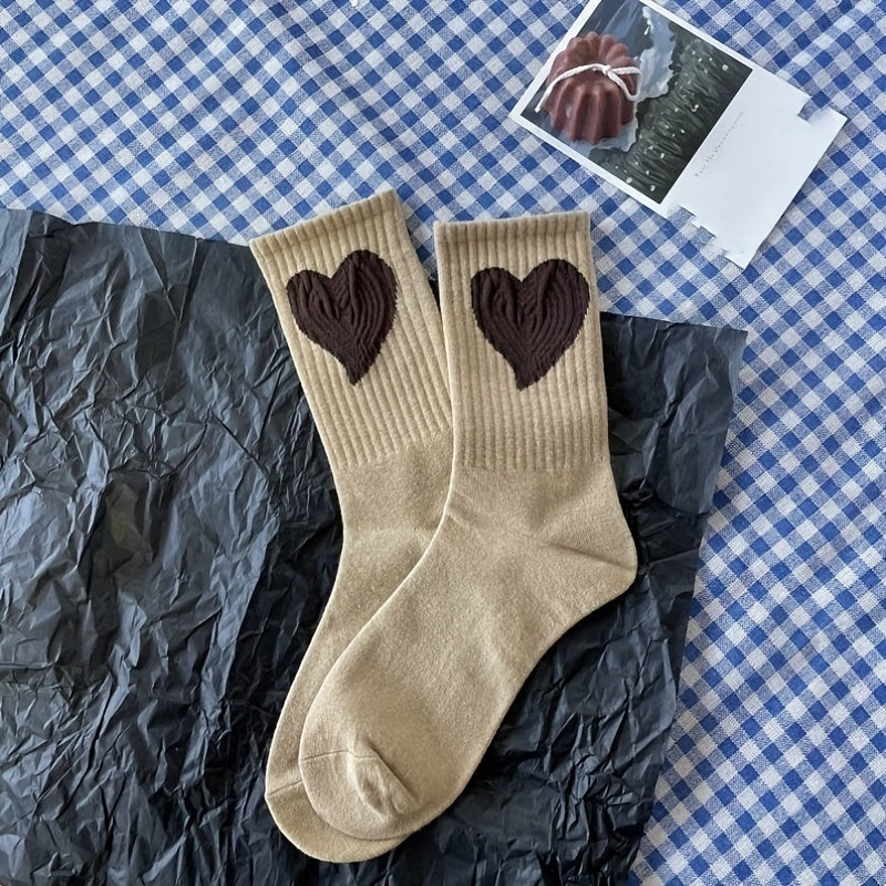 Letter & Heart Print Socks Women's Stockings