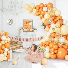 138pcs Orange Yellow Balloon Garland Arch Kit For Fruit Birthday