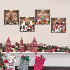 Christmas Wall Sticker Snowflake Santa Claus Tree Candy Party Window Sticker