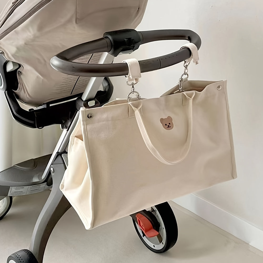 Bear Embroidered Canvas Parent Bag Nylon Tote for Moms