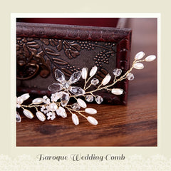Baroque Wedding Hair Comb Golden Leaf Bridal Hair Piece