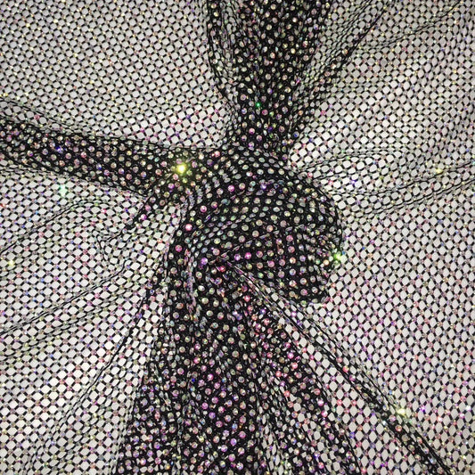 Rainbow Rhinestone Mesh Fabric for Arts & Crafts
