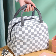 Checkerboard Insulated Lunch Bag - Reusable Aluminum Foil Lunch Box