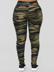 Women's Plus Camo Print High Rise Skinny Leggings