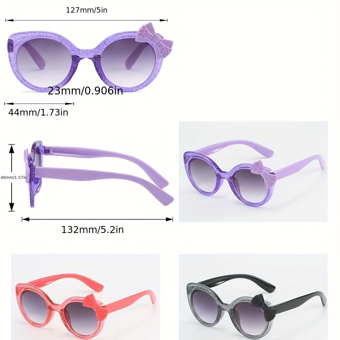 Bowknot Kids Sunglasses Round Frame Girls UV Protection