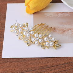 Faux Pearl Rhinestone Hair Comb Side Comb Head Jewelry Hair Accessories