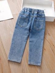 Girls' Embroidered Elastic Waist Jeans