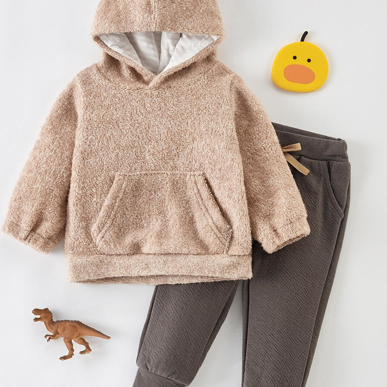 2pc Toddler Boy Bear Hooded Sweater & Pants Set