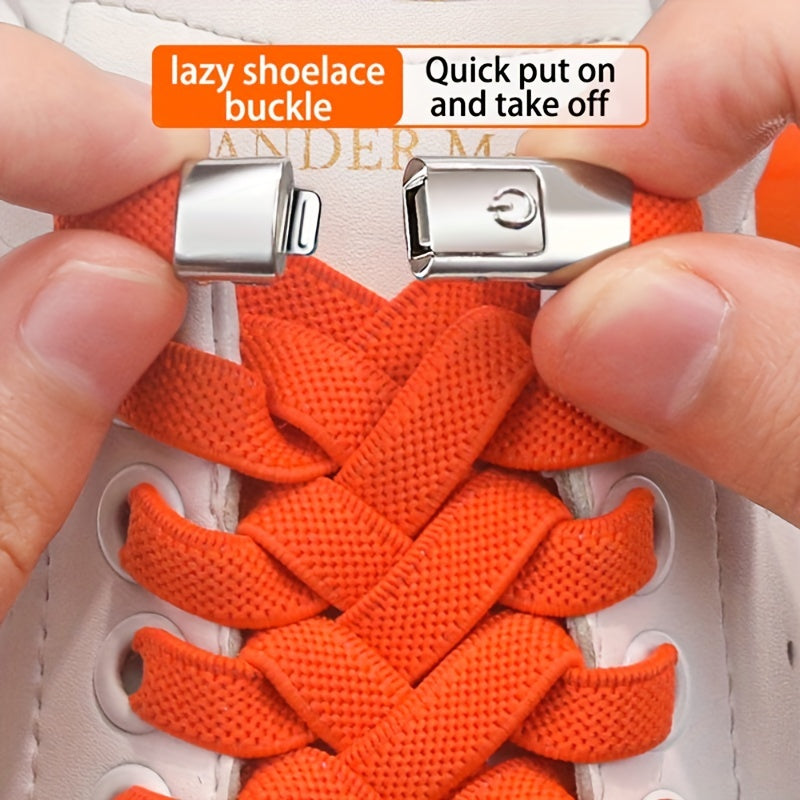 Metal Switch Shoelaces - No Tie Elastic Wide Laces