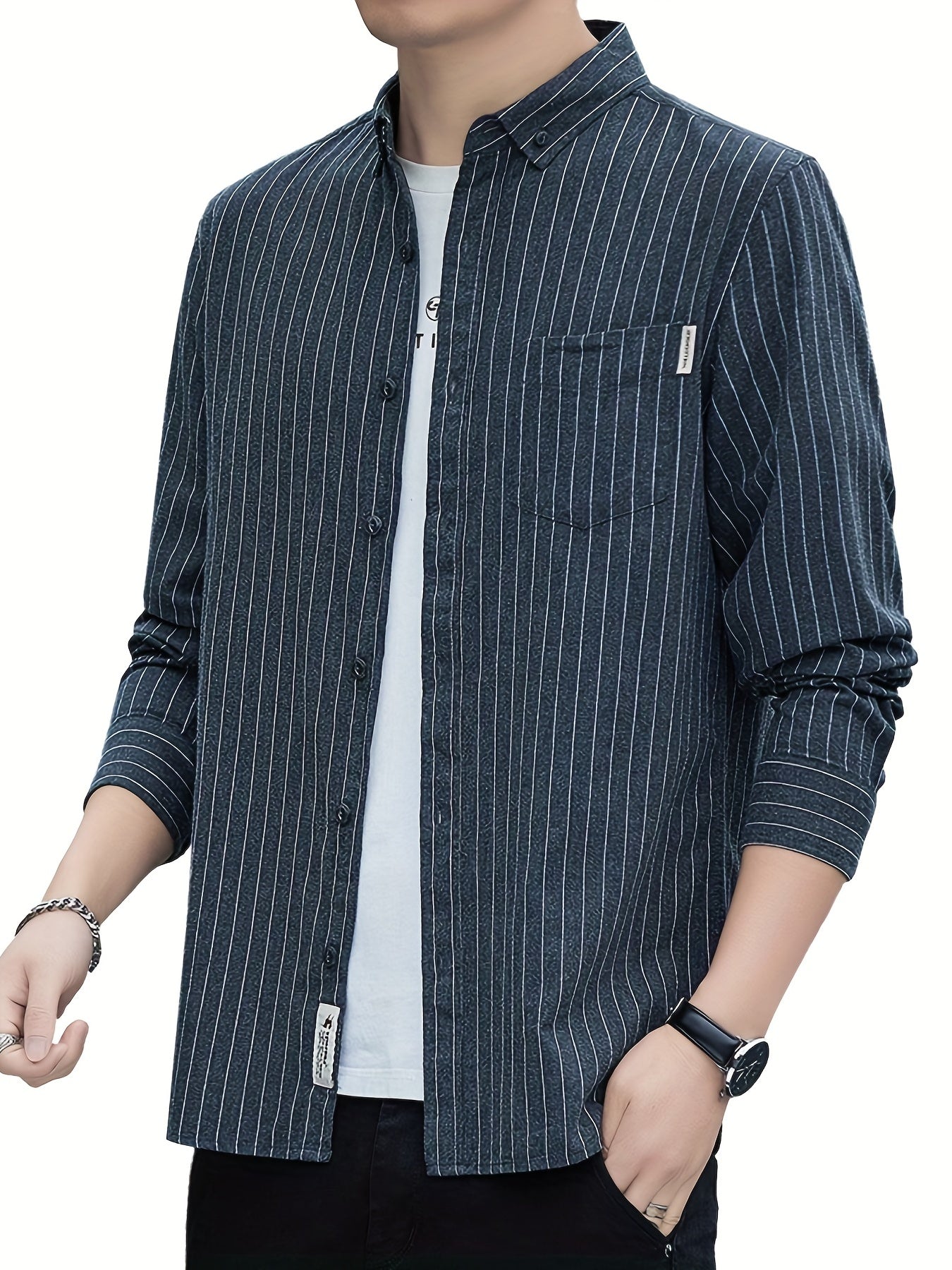 Plaid Print Men's Casual Button Up Shirt with Pocket