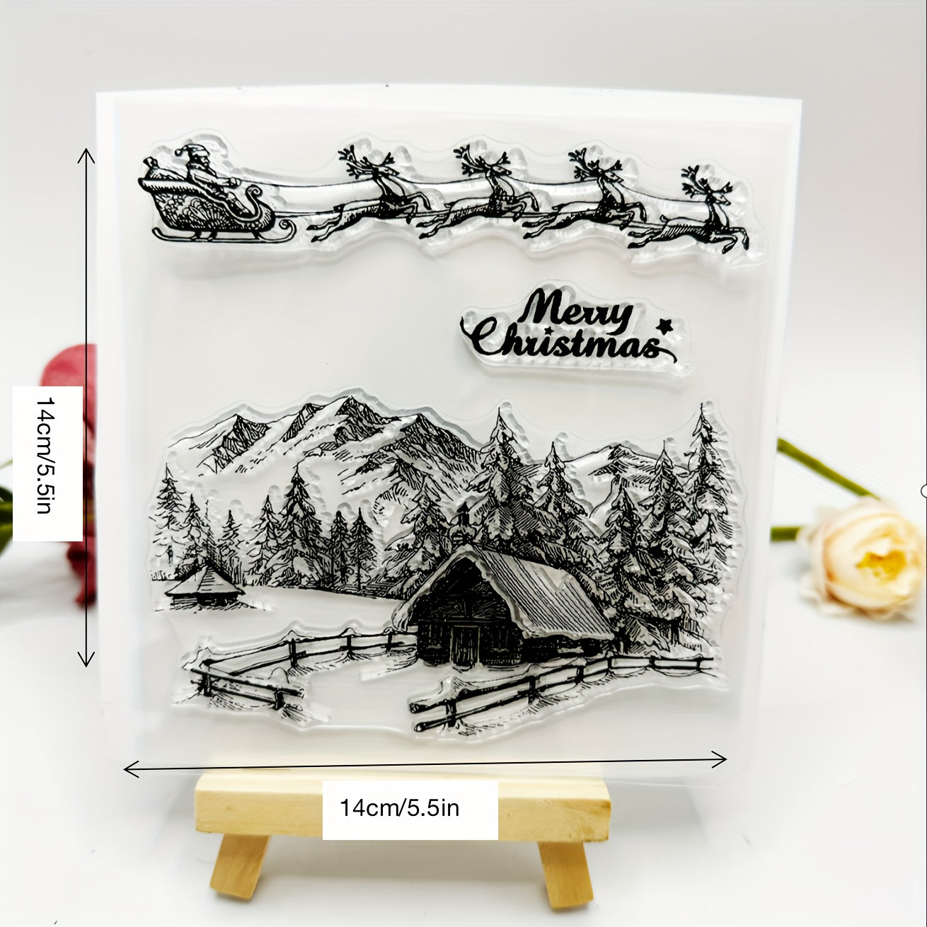 Christmas City House Background Transparent Stamp for Card Making
